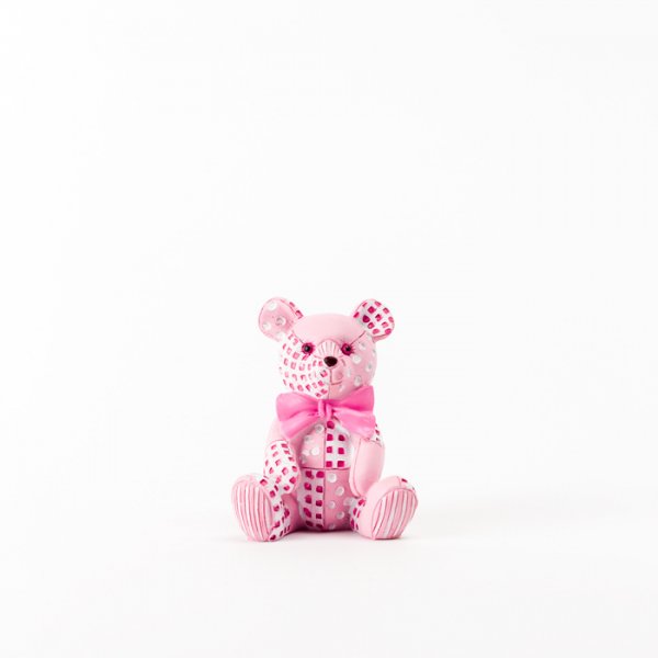 Kakedekorasjon - Patchwork Teddybjørn - Rosa Kakedekorasjon - Patchwork Teddybjørn - Rosa