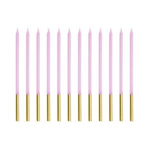 Lange kakelys - Lilla/Gull - 14 cm - 12 stk