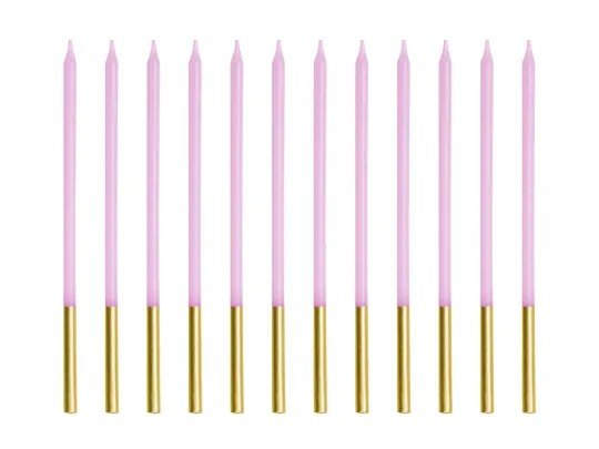 Lange kakelys - Lilla/Gull - 14 cm - 12 stk