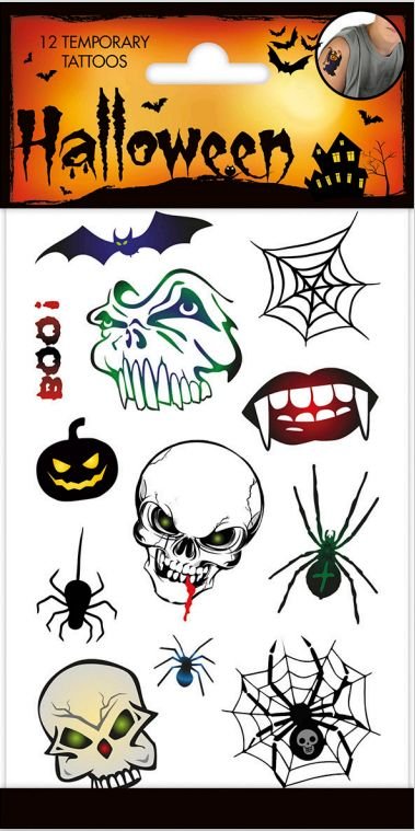 Tatoveringer – Halloween – Skummel – 8-pakning – Halloween-dekorasjoner, Halloween