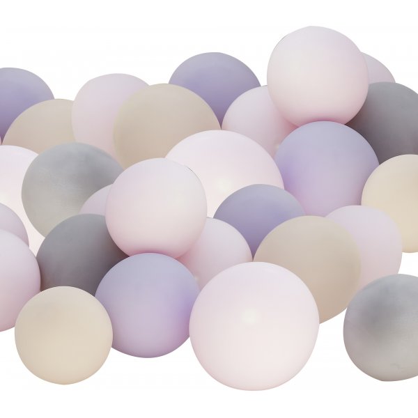 Ballongmiks - Lilla/rosa/gr�/beige - �12 cm - 40 stk