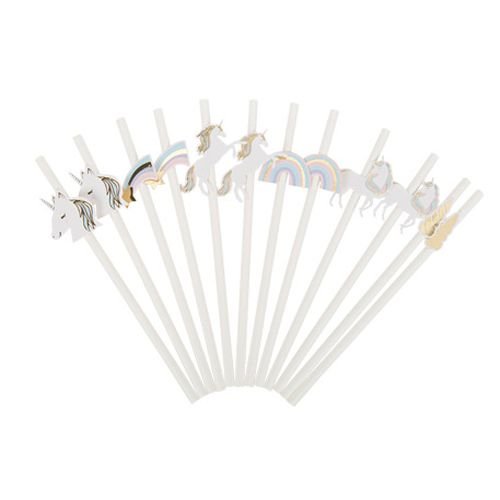 Sugerør - Enhjørning - 12-pakning - Enhjørningsborddekking