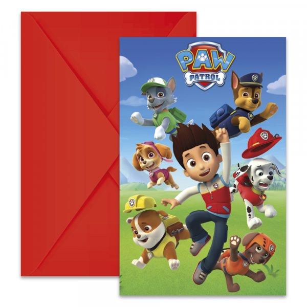 Invitasjonskort med konvolutter - Paw Patrol - 6 stk. Invitasjonskort med konvolutter - Paw Patrol - 6 stk.