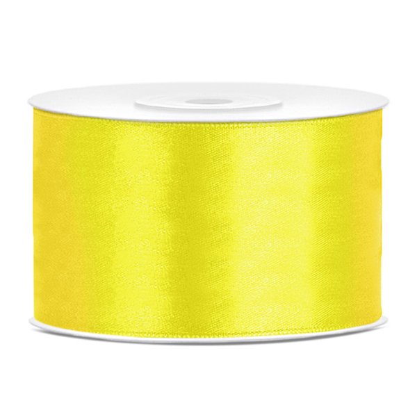 Satengbånd – 25 m – Gul – Bredde: 38 mm – Bleiekake, Baby Shower