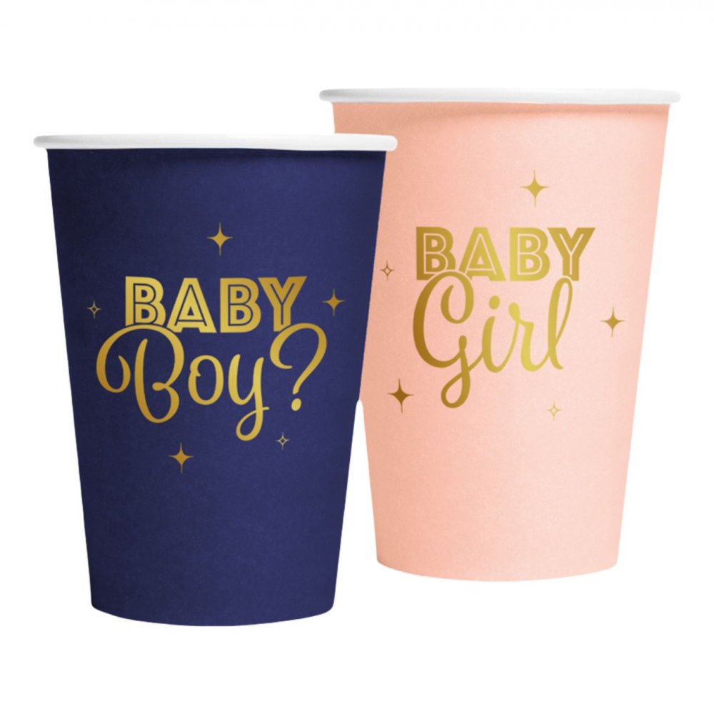 Papirkopper med kjønnsavsløring – rosa og blå – 8-pakning – Dekorasjoner til kjønnsavsløring, Kjønnsavsløring, Baby Shower