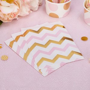 Godteriposer - Chevron - Rosa/Gull - 25 stk Godteriposer - Chevron - Rosa/Gull - 25 stk