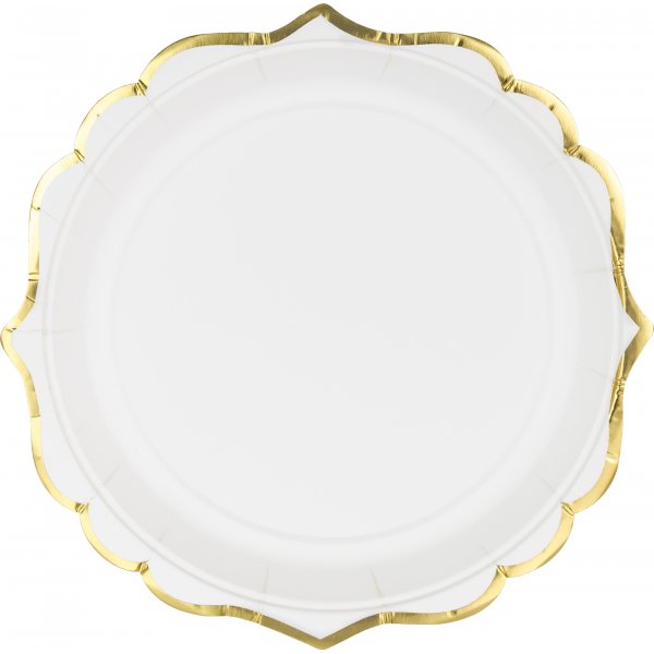 Desserttallerkener - Hvite med gullkant - 6-pakning Desserttallerkener - Hvite med gullkant - 6-pakning