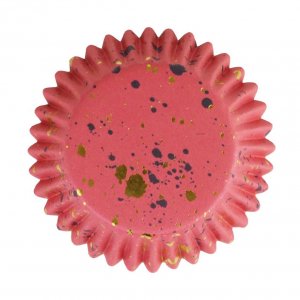 Muffinsformer - Folie - Rd/Gull sprut - 30-pakning