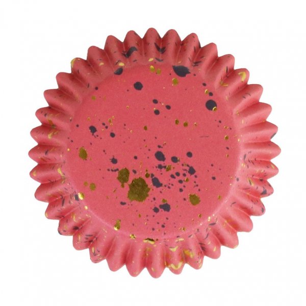 Muffinsformer - Folie - Rød/Gull sprut - 30-pakning Muffinsformer - Folie - Rød/Gull sprut - 30-pakning