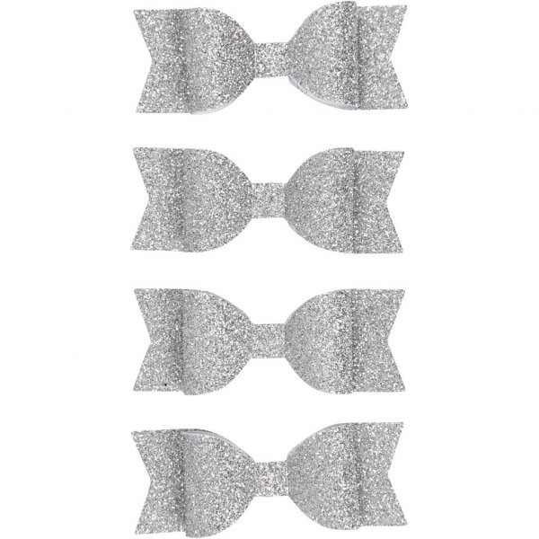 Selvklebende sløyfer - Sølvglitter Selvklebende sløyfer - Sølvglitter