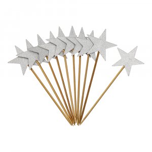 Kakespenner - Stjerner - Slvglitter - 10-pakning