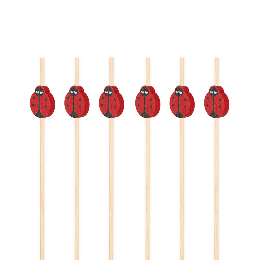 Snackpinner/Drikkepinner - Marihøner - 12 cm - 25 stk - Bestikk, Borddekking