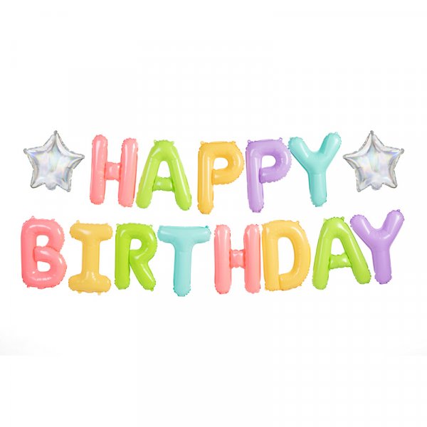 Ballonggirlang - Happy Birthday - Pastellmix