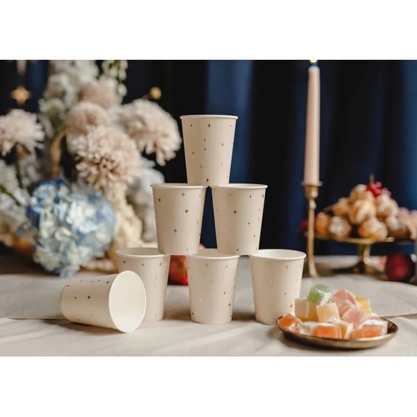 Pappkrus - Beige med gullstjerner - 6-pakning Pappkrus - Beige med gullstjerner - 6-pakning