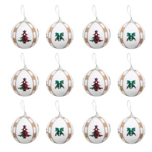 Julekuler - 12-pakning - Juletremotiv - Hvit/Gull/Grønn/Rød Julekuler - 12-pakning - Juletremotiv - Hvit/Gull/Grønn/Rød