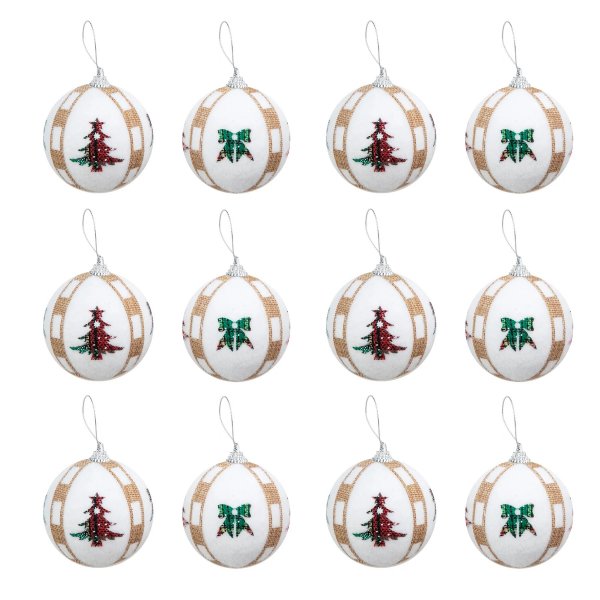 Julekuler - 12-pakning - Juletremotiv - Hvit/Gull/Grønn/Rød Julekuler - 12-pakning - Juletremotiv - Hvit/Gull/Grønn/Rød