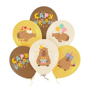 Ballonger - Capybara - Capy Bursdag - 6-pakning - 30 cm Ballonger - Capybara - Capy Bursdag - 6-pakning - 30 cm