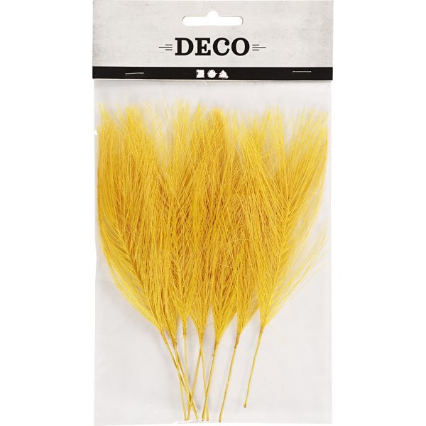 Kunstige fjær - gule - L: 15 cm - B: 8 cm - 10 stk Kunstige fjær - gule - L: 15 cm - B: 8 cm - 10 stk