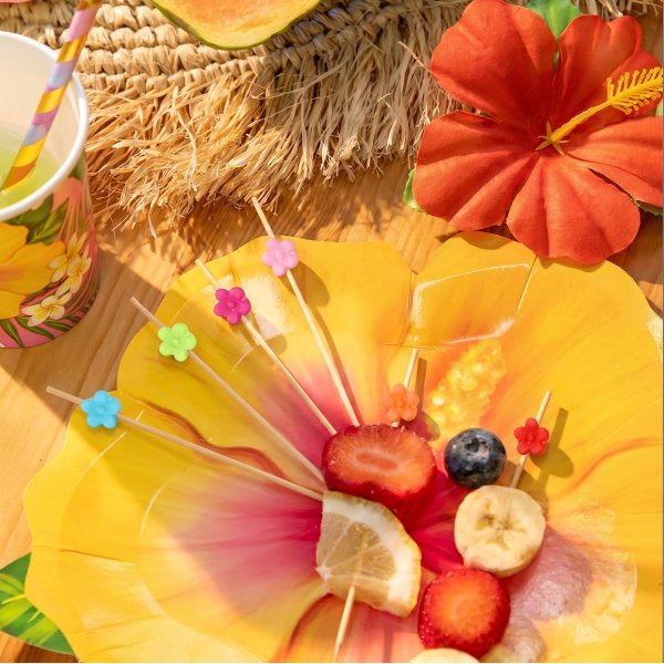 Snackpinner/Drikkepinner - Sm� blomstermiks - 12 cm - 25 stk