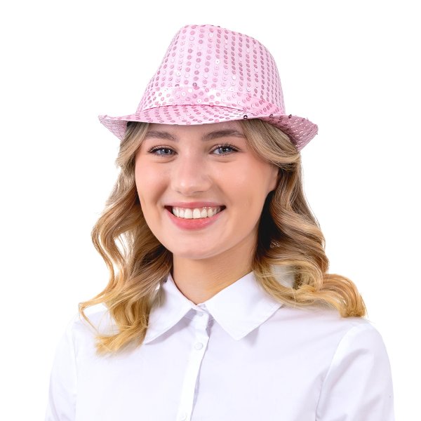 Rosa hatt med paljetter