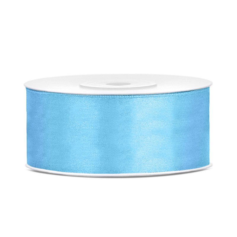 Satengbånd – 25 m – Lyseblå – Bredde: 25 mm – Bleiekake, Baby Shower