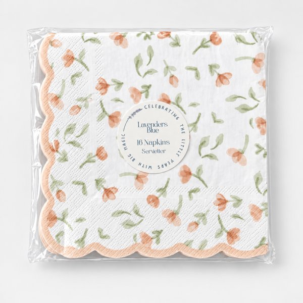 Servietter - Blomster - Lavendelbl� - 16-pakning