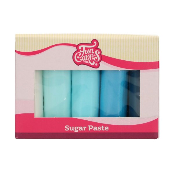 Sukkerpasta - Mixpack - Blå - FunCakes - 5x100g Sukkerpasta - Mixpack - Blå - FunCakes - 5x100g