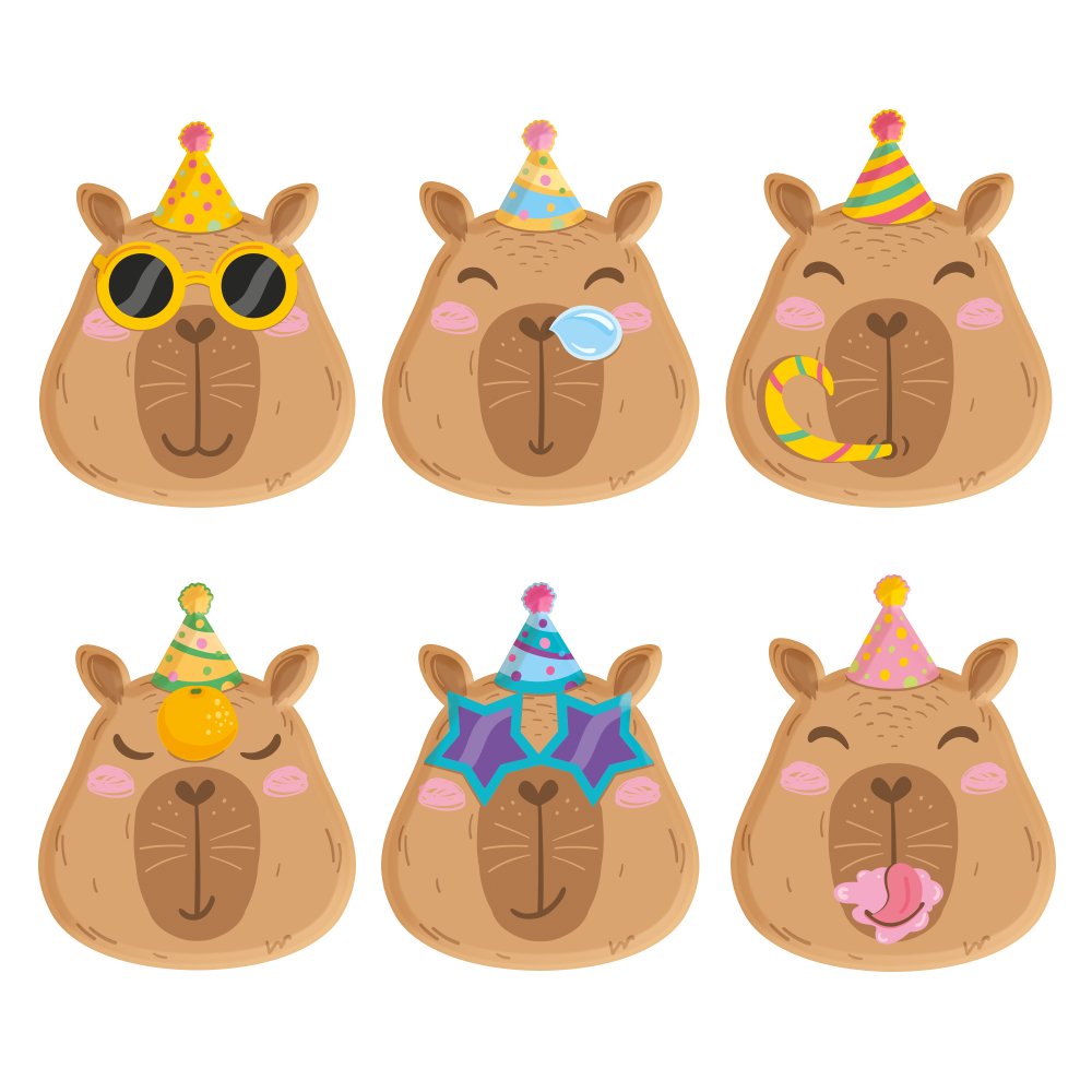 Papptallerkener - Capybara - 6-pakning - Papirtallerkener, Borddekking