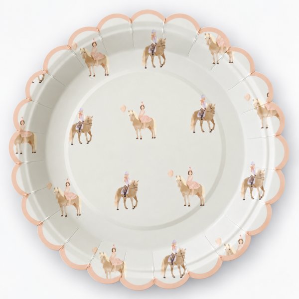 Papptallerkener - Jente på hest - 22 cm - Lavendelblå - 8-pakning Papptallerkener - Jente på hest - 22 cm - Lavendelblå - 8-pakning