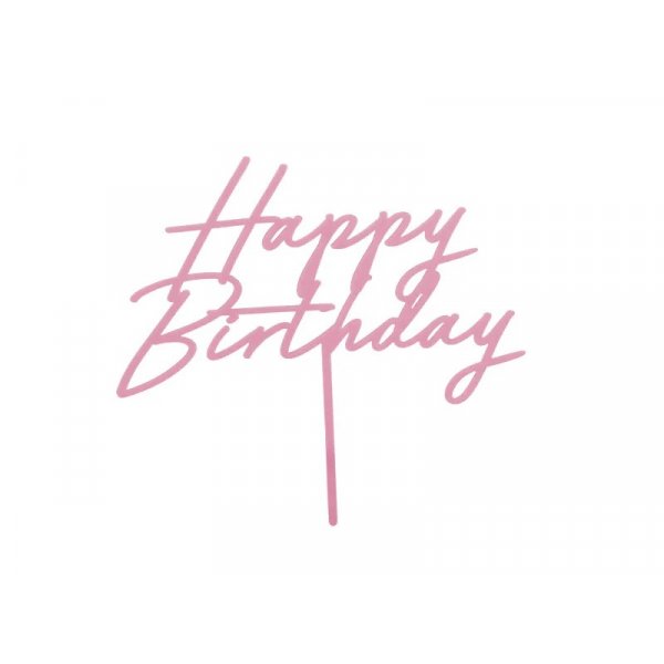 Kaketopper - Gratulerer med dagen - Akryl - Rosa