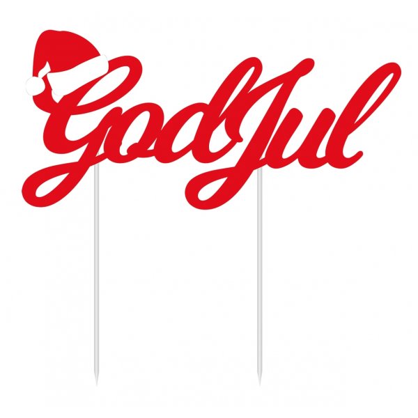 Kakedekorasjon - God jul - R�d