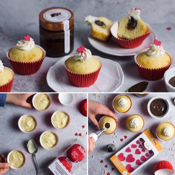 Sukkerpynt - Rde hjerter - 16-pakning