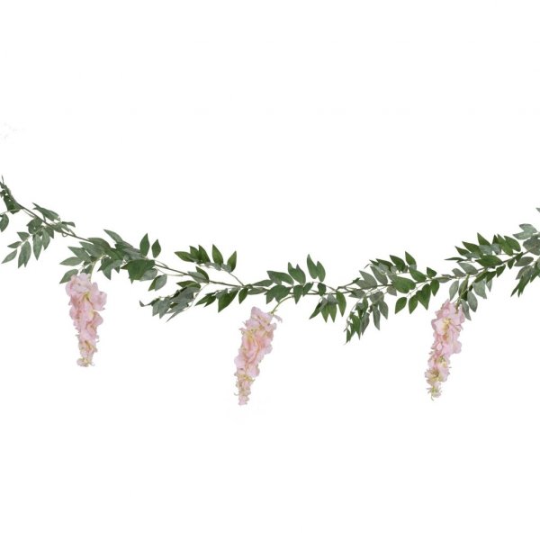 Blomsterkirlande - Bl�regn - Rosa/Gr�nn