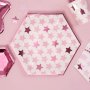 Papptallerkener - Stjerner - Rosa - 8-pakning