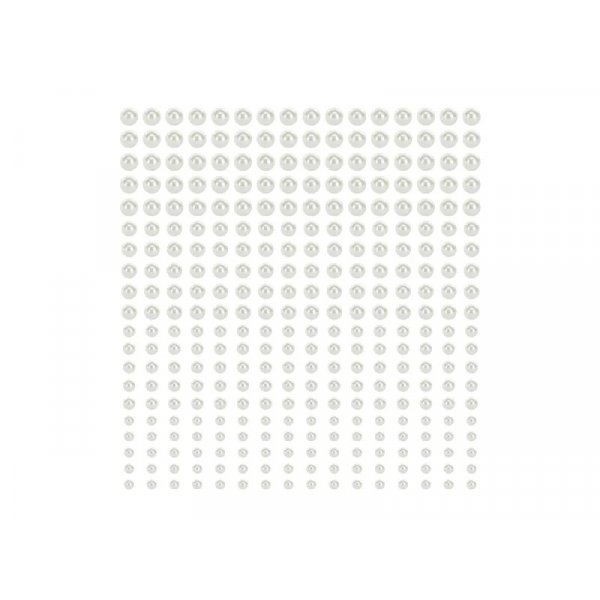 Selvklebende perler - Hvite - 144 stk