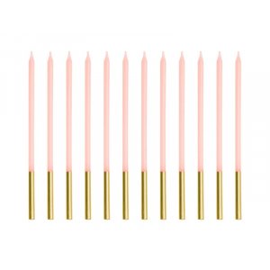 Lange kakelys - Rosa/Gull - 12 stk