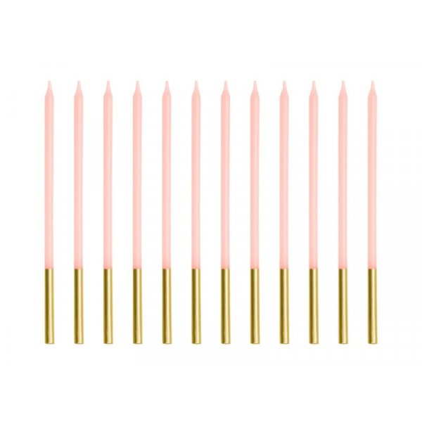 Lange kakelys - Rosa/Gull - 12 stk Lange kakelys - Rosa/Gull - 12 stk