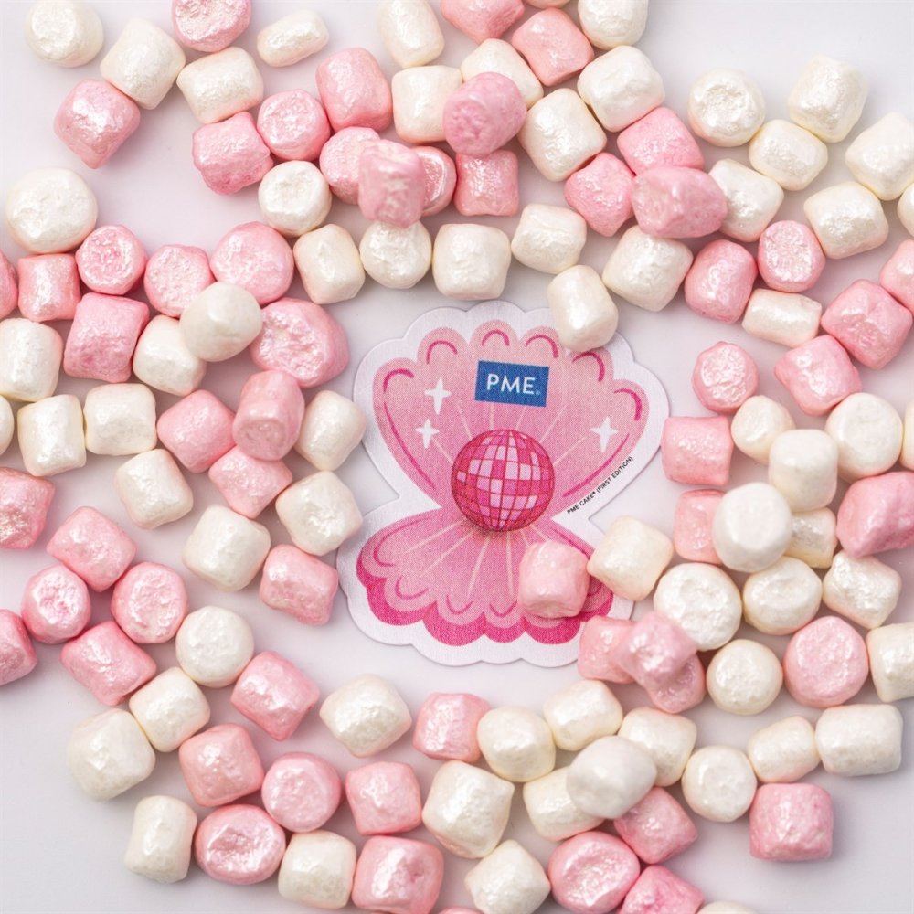 Sprø marshmallows - Hvit/Rosa - PME - 87g - Strøssel, Sprinkles