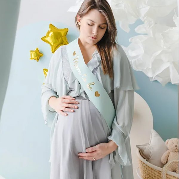 Bånd - Vordende mamma - Tiffanyblå/Gull Bånd - Vordende mamma - Tiffanyblå/Gull