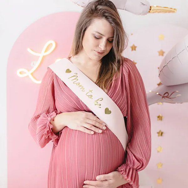Bnd - Vordende mamma - Lys rosa/Gull