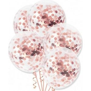 Konfettiballonger - Rosegull - 4-pakning