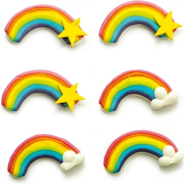 Sukkerdekorasjoner - Regnbuer - 6 stk Sukkerdekorasjoner - Regnbuer - 6 stk