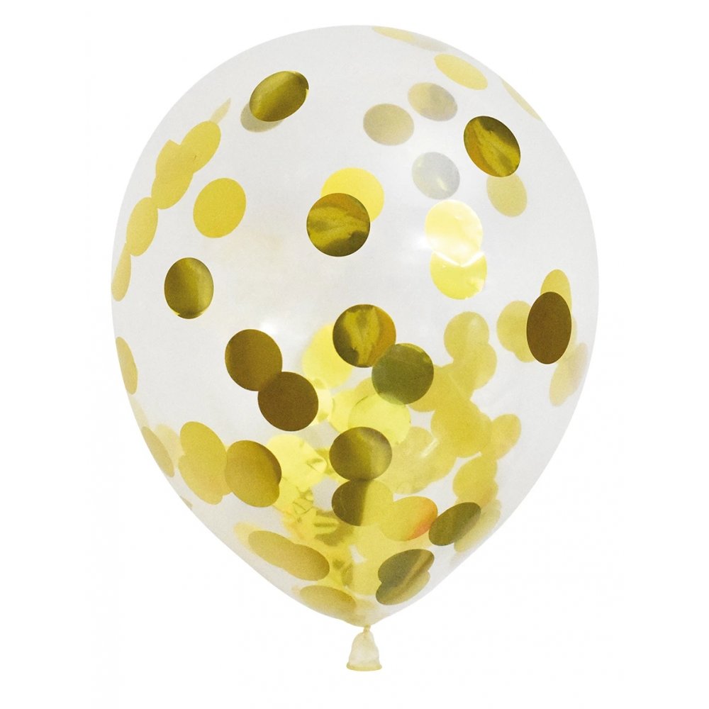 Ballonger – Konfetti Gull – 6-pakning – Konfettiballonger, Ballonger