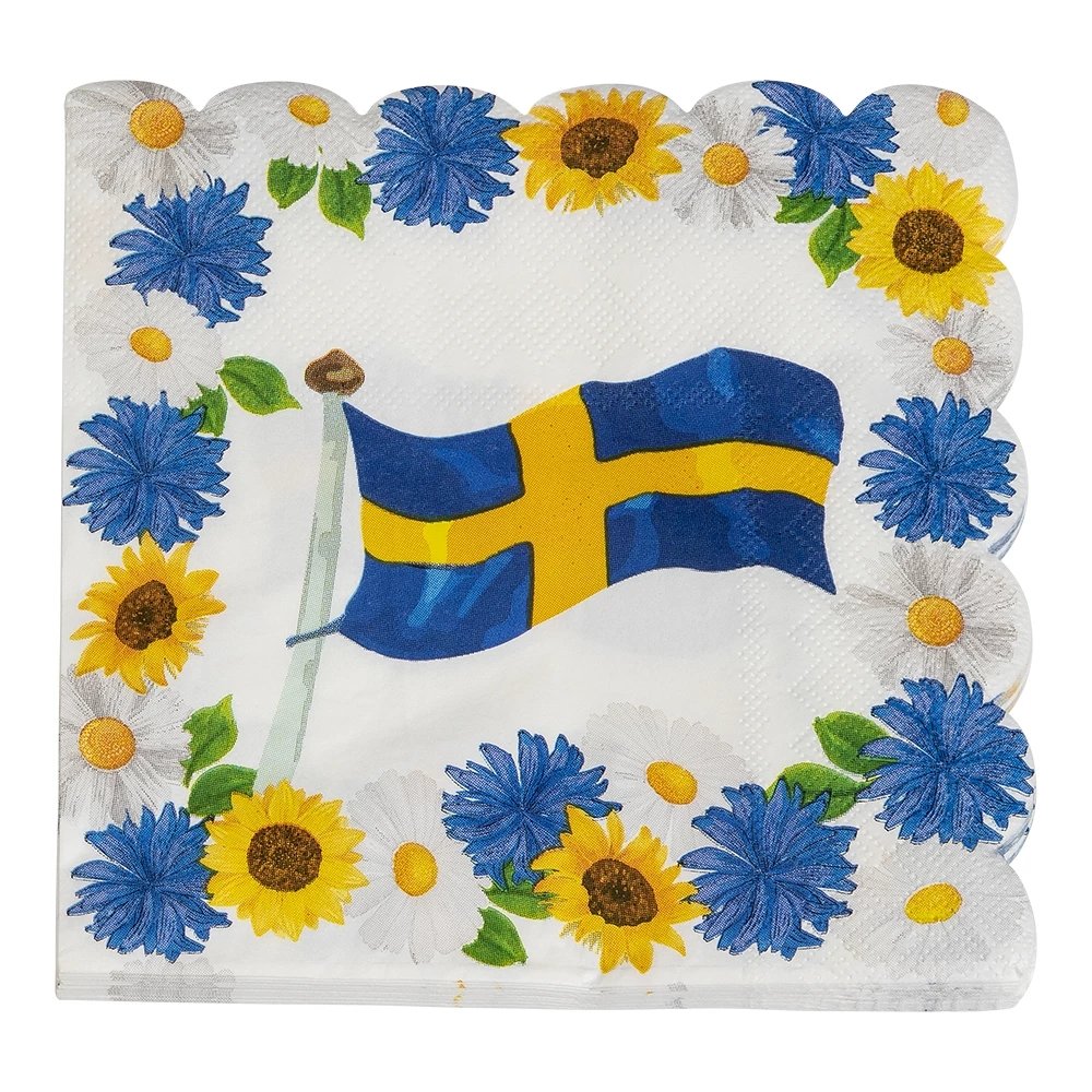 Servietter - Blomster - 16-pakning - 25x25 cm - Servietter til fester