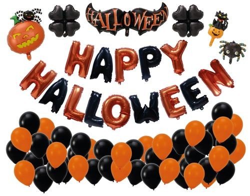 Ballongsett - Halloween - Bokstaver, lateksballonger og folieballonger Ballongsett - Halloween - Bokstaver, lateksballonger og folieballonger