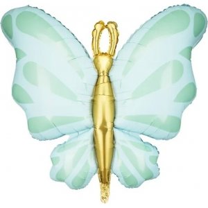 Folieballong - Sommerfugl - Mintgr�nn