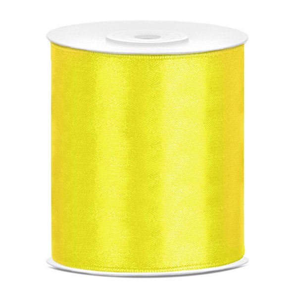 Satengbånd – 25 m – Gul – Bredde: 100 mm – Bleiekake, Baby Shower