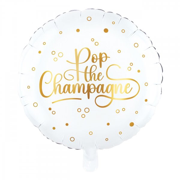 Folieballong - Pop the Champagne - Hvit