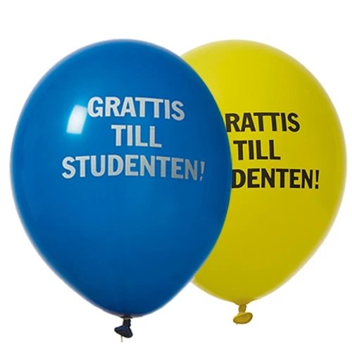 Ballonger - Student - Blå/Gul - 8-pakning - Studentdekorasjon, Student