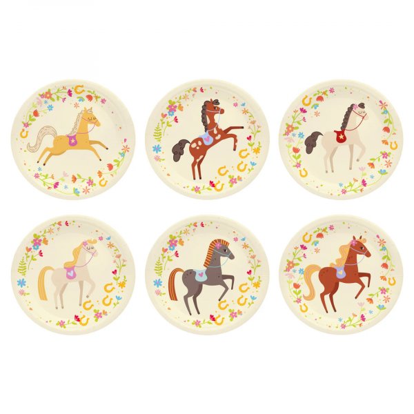 Papirtallerkener - Hestefest - 6-pakning
